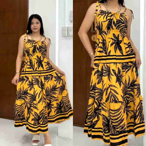 PLUS MARIAN SUMMER DRESS SELF TIE MAXI DRESS SOFT LINEN (L-2XL)