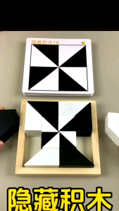 Hiding Blocks Wooden Blocks Logic Game Educational Toys Brain Teaser Logical Thinking Montessori 隐藏积木 Hiding Block Game