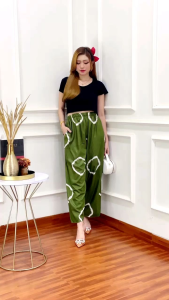 CELANA WANITA PANJANG MOTIF CINCIN BAHAN RAYON ADEM