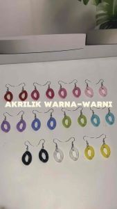 Rika Chain Colorful Hook Earrings Anting Hooks Liontin Resin Rantai Warna Warni Chic