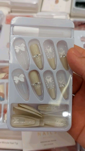 A140 Hộp 24 móng tay giả thiết kế nail box đính đá có sẵn keo dán