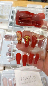 M26 Hộp 24 móng tay giả đính đá có sẵn keo dán