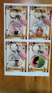 Acrylic Keychains for Women Empowerment Mental Health Awareness Promoting Positivity Back to Back Print with tassels aesthetic Quality Print size 4.5cm diameter Christmas gift Holiday gift