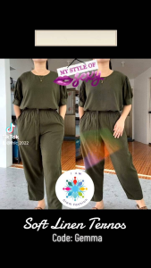 Soft Linen Blouse And Pants Terno with puffed sleeves side pockets. Perfect for OOTDs.