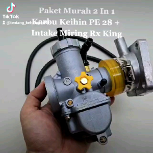 Paket 2 In 1 Karburator PE 28 Keihin + Intek Intake Manipol Manipul Kotak Miring RX King