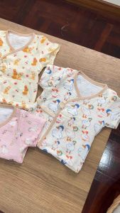 E03 เสื้อผูกหน้าแขนสั้น 0-4 เด็กอ่อน