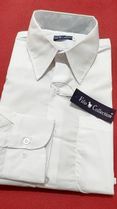 Kp 01-01 Kemeja Pria Putih Dan Hitam Lengan Panjang Standar Reguler