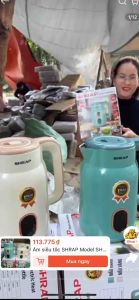 Ấm Siêu Tốc SHRAP [ THƯƠNG HIỆU NHẬT - BH 1 NĂM] ==> Thiết kế mới 2 lớp inox - siêu bền