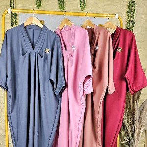 Gamis Kaftan Wanita Simple Mewah Elegant Polos Raya Series All Size