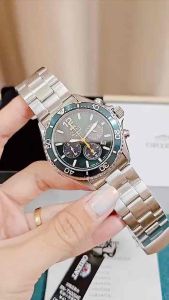 ĐỒNG HỒ NAM CHÍNH HÃNG Orient RN-TX0204E Solar Chronograph Green Dial Silver Stainless Steel For Men