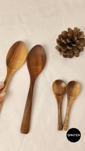 H311. Acacia Wood Serving Spoon / Wooden Spoon / Salad Spoon / Teaspoon / Mini Wooden Spoon