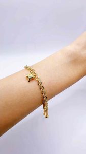 Gold bracelet with heart charms Chain width 4mm Love size 8mm