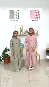 Hooflakids - gamis anak remaja cewe perempuan anaya gamis oliver green denim blue peach black