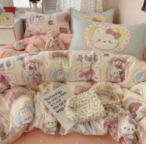 ผ้าห่ม ผ้าปูที่นอน (ลายตี้ ของใช้คิตตี้) ขนาด 3|5|6 🛌 ฟุต เนื้อผ้าคอตตอน 100% หนานุ่ม สีไม่ตก 🛒🌷🌸🌈