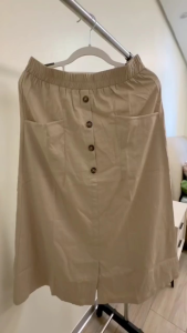 Womens Elegant Linen-Blend Midi Skirt