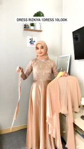 Rizkiyah 10 in 1 dress muslim wanita gamis brukat dress pesta muslim gaun muslim baju brukat tile gaun pesta muslim