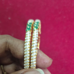 Premium Pearl Gold Polish Bangle (Size 2.8) - Large Size Bracelet