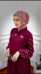 Dasima Gamis Polos Kombinasi Polkadot Bahan Rayon Premium Adem