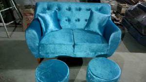 sofa minimalis retro 2 seater plus stool/puk 2