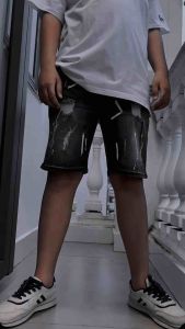 Quần Short Jean Nam Slimfit đen xám co giãn bền màu VNXK cao cấp