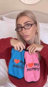 PAWS IT I Love My Mommy Daddy Pink Aqua Blue Shirt Dog Cat Clothes Pet Dog Shirt Sando Dog Dress Costume