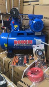 BONCHI ปั๊มลมสายพาน ขนาด 40 ลิตร พร้อมอุปกรณ์ 6 อย่าง ประกอบด้วย ปั๊มลม สายพาน