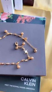 Gelang kaki xuping bola kristal lapis emas CXB527