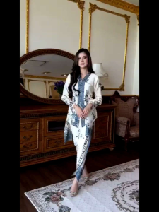 Baju Kebaya+Selendang Anggerik Batik Asli Batik Cotton Nyonya Majlis Nikah Sanding Dulang Girl