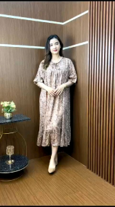 YOLA DRESS//DASTER HAWET RAYON MOTIF BUNGA//DASTER TERBARU LENGAN PENDEK