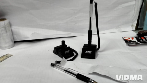Astar SP 6688 stopen gel pen (black ink) - black ink clear barrel black grip attached to base for office use.