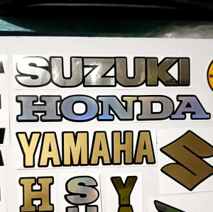 Yamaha Word Sticker Decal in Silver Gold & Hologram