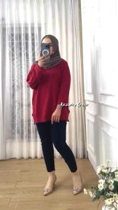 Eurigo - Baju Atasan Blouse Oversize Wanita Kalong Jumbo Batwing Bigsize / 521-710