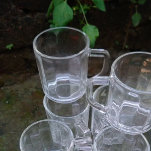 6pcs Gelas Kopi Gelas Tahan Panas bahan Kaca gelas gagang