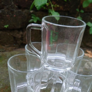 GELAS KACA TEBAL/GELAS GAGANG KACA/GELAS KOPI/GELAS GAGANG