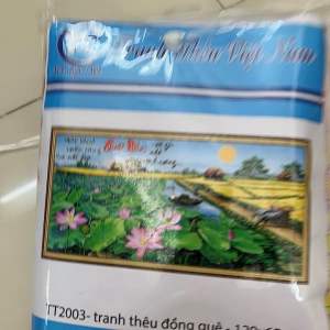 Tranh thêu kín Phong cảnh Quê hương TT2003 kích thước 120 x 65 cm