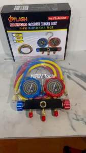 Flash เกจวัดน้ำยาแอร์ พร้อมสาย 60 นิ้ว เกจวัดน้ำยา R32 R22 R410 R134A รุ่น No.FS-AC001 (สายสำหรับน้ำยาแอร์ R22 ต้องการใช้กับน้ำยาแอร์ R32 ต้องมีอะแดปเตอร์เพิ่มเติม ) **ไม่มีข้อต่อแปลง R32** - เกจวัดน้ำยาแอร์ หน้าปัดคู่ ใช้สำหรับน้ำยาแอร์ R32 R22 R4