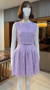 MG195-0625 : มินิเดรสสีม่วง Lilac Lace Sleeveless Mini Dress