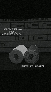 ( 30 ROLL ) kertas thermal polos 57 x 30 58x30 cocok untuk mesin printer EDC dan printer BLOUTOT. hasil print hitam. kertas thermal polos