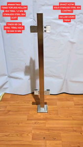 TIANG RAILING KACA TOPLESS DOFF JEPIT BRAKET SOLID STAINLESS STEEL 304