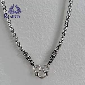 เงินแท้ 925/สร้อยคอเงินแท้ ลายเปีย รมดำ - 925/21กร.รมดำ 10.5 ครั้ง