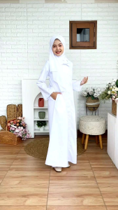 GAMIS PUTIH BAHAN TOYOBO SIMPEL CASUAL SERIES KOREAN LOOK ABAYA PUTIH ZAIMA BY CUTETRIK GAMIS WHITE KIDS AND TEEN ANAK DAN REMAJA SIMPEL CASUAL CANTIK