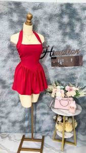HIMATION APPAREL ruffled halter backless mini dress