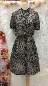 Đầm Cổ Cao Phối Bèo Rơi 2 hand Nhật hiệu DANIEL HECHTER- Size S(#Đ194)