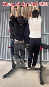 Khung rackgánh tạ đònSquat đa năng điều chỉnh chiều cao 2.26m - ống thép dày 1.8mm chịu tải 250kg