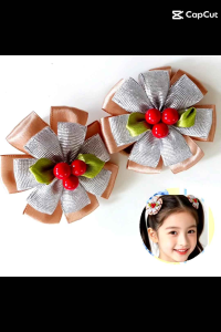 Black and pink flower ponytails with purple accents for kids hairstyles.
