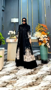 Nevila Set #3 Gamis Ceruty Babydoll Sultan Premium + Jilbab | Dress Muslim Elegan LD 110–140 | Set Gamis Pesta & Harian Premium Ori