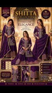 [PRE-ORDER] 2026 AUG PURPLE BOLLYWOOD SHARARA SUIT PREMIUM EMBROIDERY PARTY WEAR WOMEN ( DELIVERY 10 WORKING DAYS) ETA: 2026-12-30 | PURPLE PAKISTANI SUIT LUXURY EMBROIDERED SHARARA SET FOR WOMEN| BOLLYWOOD PARTY WEAR PURPLE SHARARA SUIT PREMIUM QUALITY