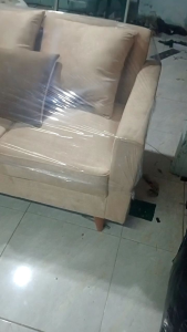 Sofa minimalis 3 seater + stool kaki kayu/sofa retro/kursi tamu