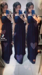 Pakaian Wanita Formal: Dress Navy Panjang Desain Elegan & Sederhana