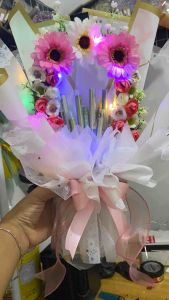 Buket uang dan bunga led/kerangka buket uang bunga led